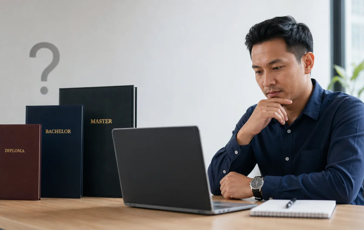Lelaki menyemak syarat kemasukan Program Eksekutif KTAC